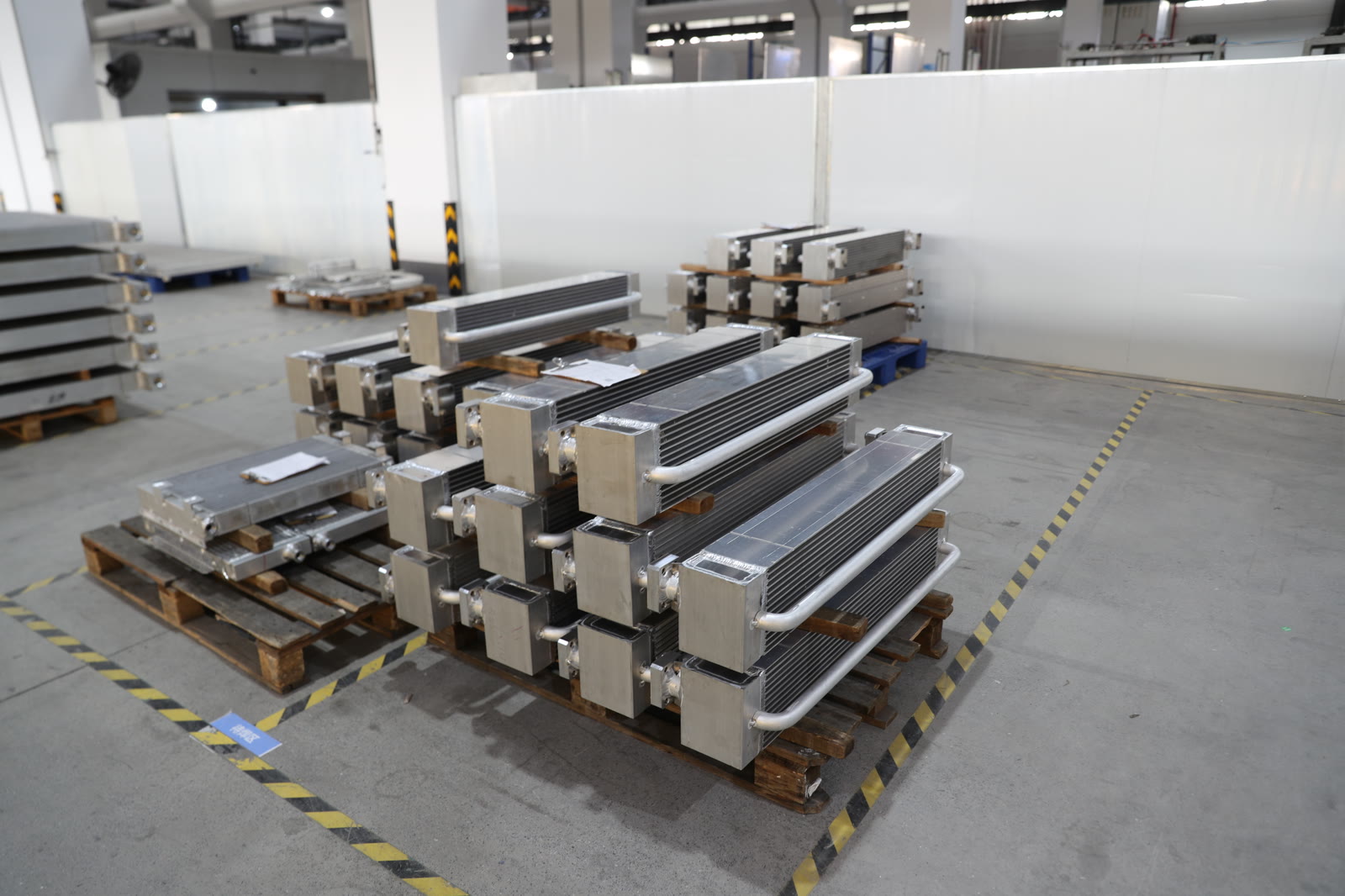Brazed bar-plate aluminum oil cooler cores ready for tank welding and leak testing
