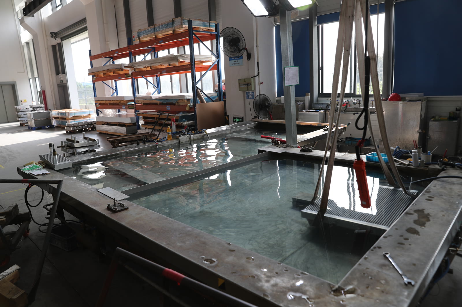 Aluminum heat exchanger core under 100% pressurized water leak test