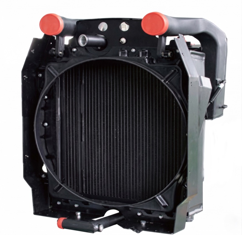 Bar-and-plate coolant cooler heat exchanger for engine jacket water cooling